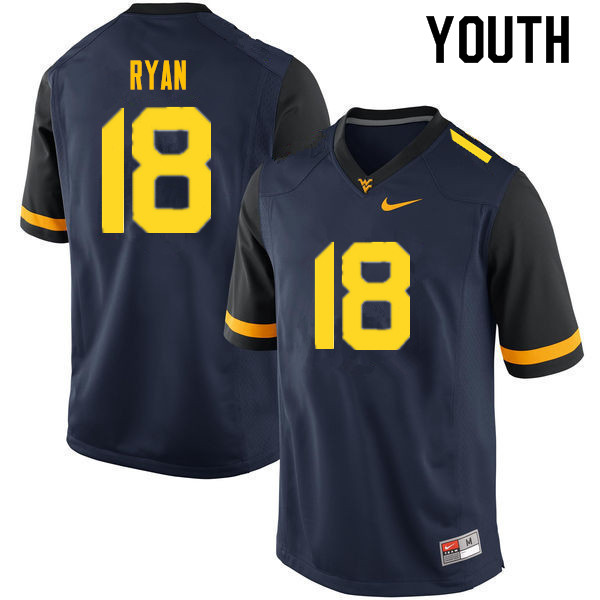 NCAA Youth Sean Ryan West Virginia Mountaineers Navy #18 Nike Stitched Football College Authentic Jersey TH23Y08UU